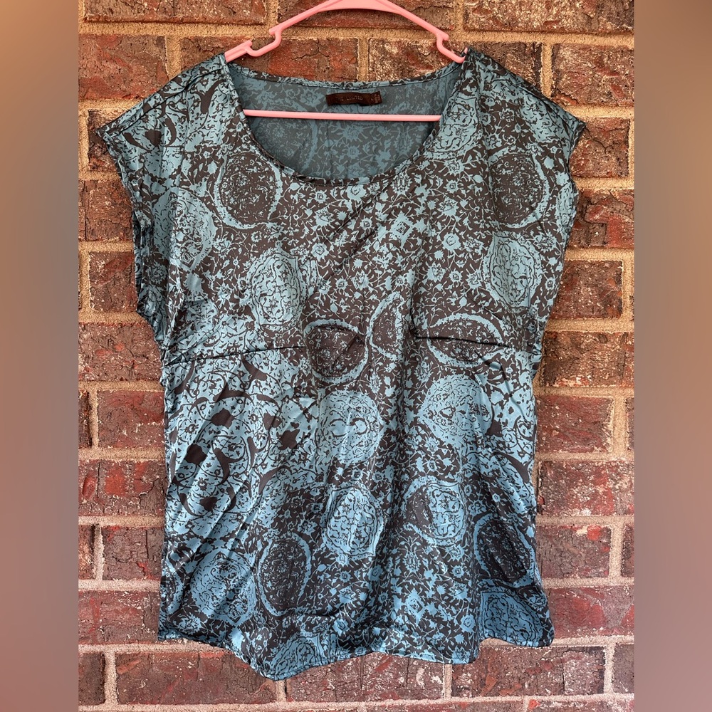 The Limited Teal and Black Patterned Blouse